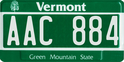 VT license plate AAC884