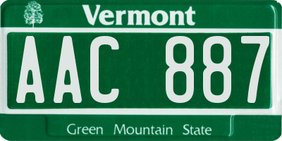 VT license plate AAC887