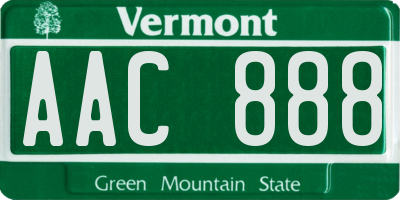 VT license plate AAC888