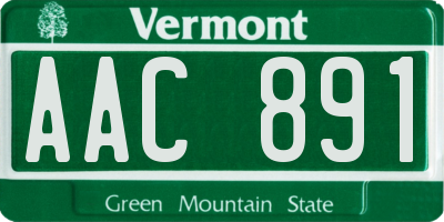 VT license plate AAC891