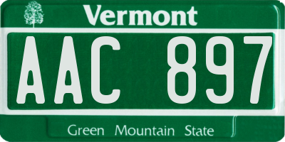 VT license plate AAC897