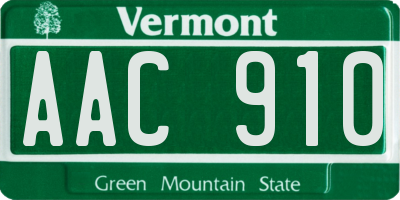 VT license plate AAC910