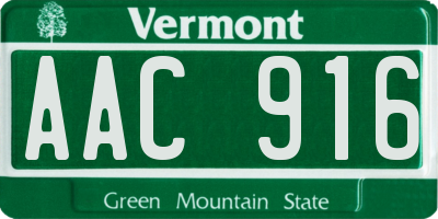 VT license plate AAC916