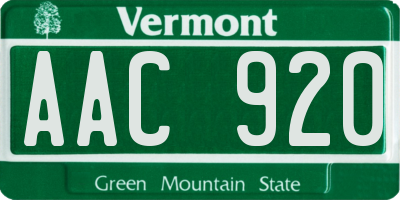 VT license plate AAC920