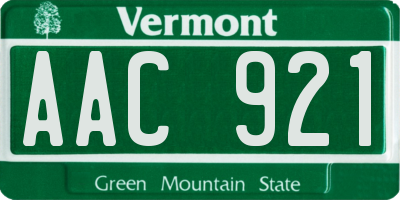 VT license plate AAC921