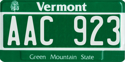 VT license plate AAC923