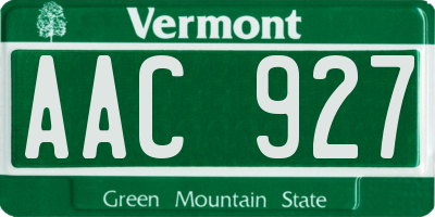 VT license plate AAC927