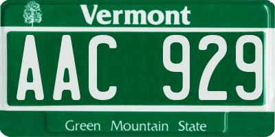 VT license plate AAC929