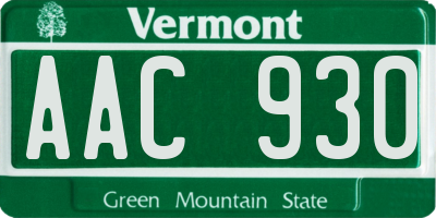 VT license plate AAC930