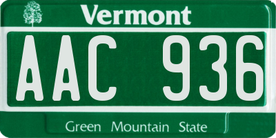 VT license plate AAC936