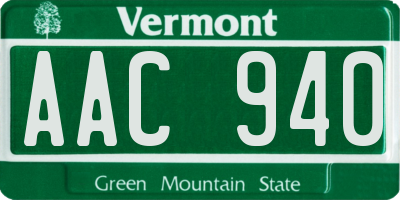 VT license plate AAC940