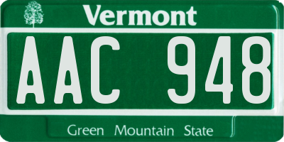 VT license plate AAC948