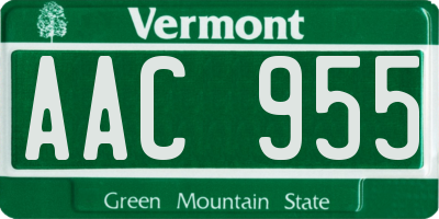 VT license plate AAC955