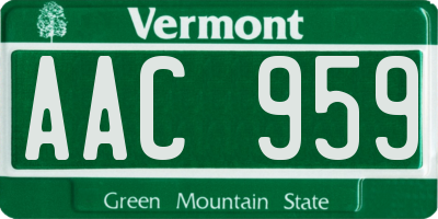 VT license plate AAC959