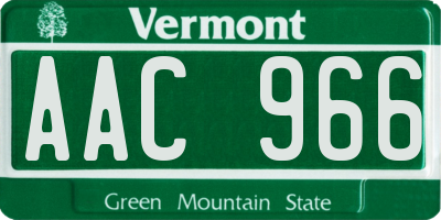 VT license plate AAC966