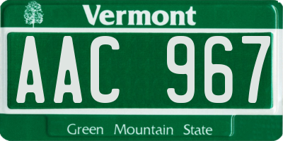 VT license plate AAC967