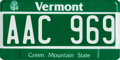 VT license plate AAC969