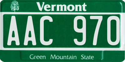 VT license plate AAC970