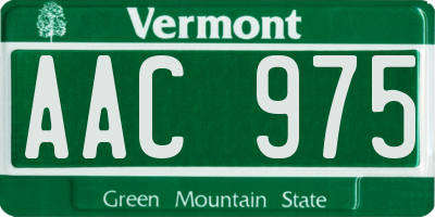 VT license plate AAC975