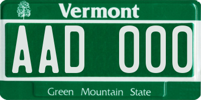 VT license plate AAD000