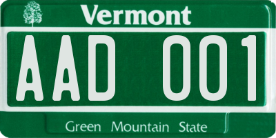 VT license plate AAD001