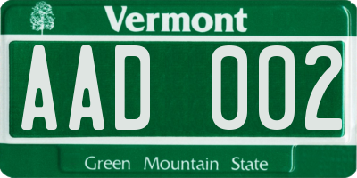 VT license plate AAD002