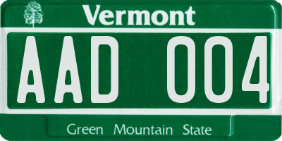 VT license plate AAD004