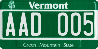 VT license plate AAD005