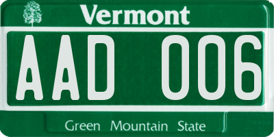 VT license plate AAD006