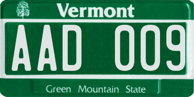 VT license plate AAD009