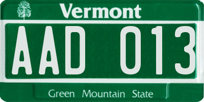 VT license plate AAD013