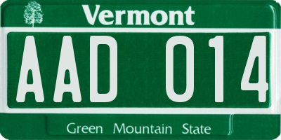 VT license plate AAD014