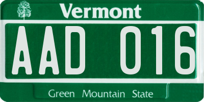 VT license plate AAD016