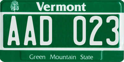 VT license plate AAD023