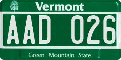 VT license plate AAD026