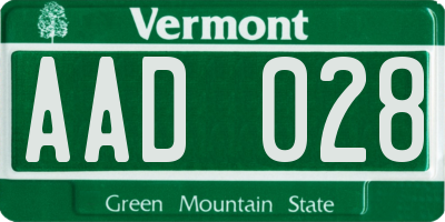 VT license plate AAD028