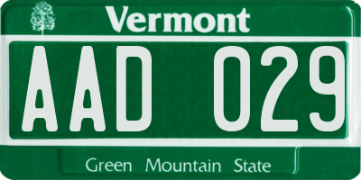 VT license plate AAD029