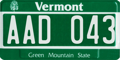 VT license plate AAD043