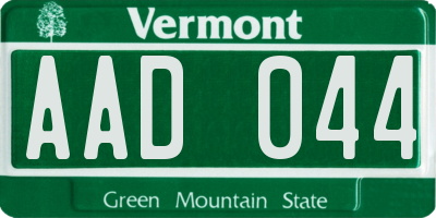 VT license plate AAD044