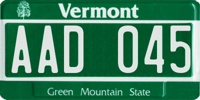 VT license plate AAD045