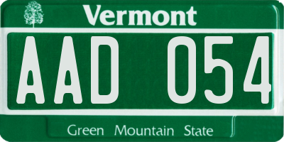 VT license plate AAD054