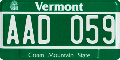 VT license plate AAD059