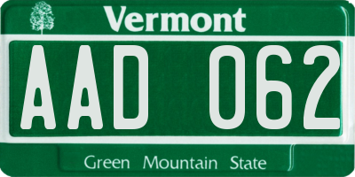 VT license plate AAD062