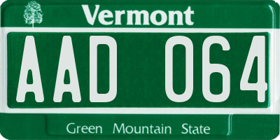 VT license plate AAD064