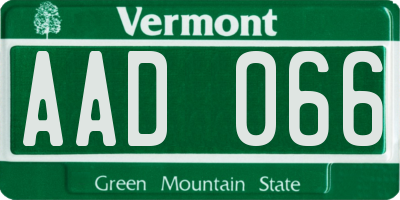 VT license plate AAD066