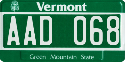 VT license plate AAD068