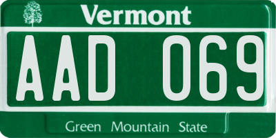 VT license plate AAD069