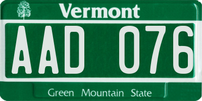 VT license plate AAD076