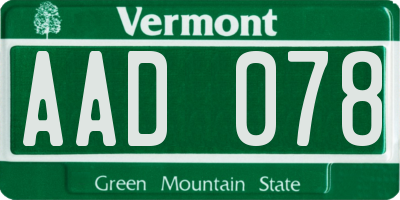 VT license plate AAD078