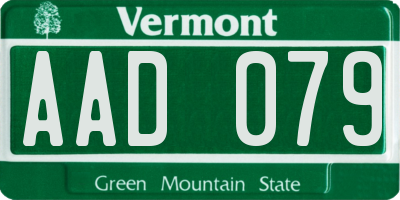 VT license plate AAD079